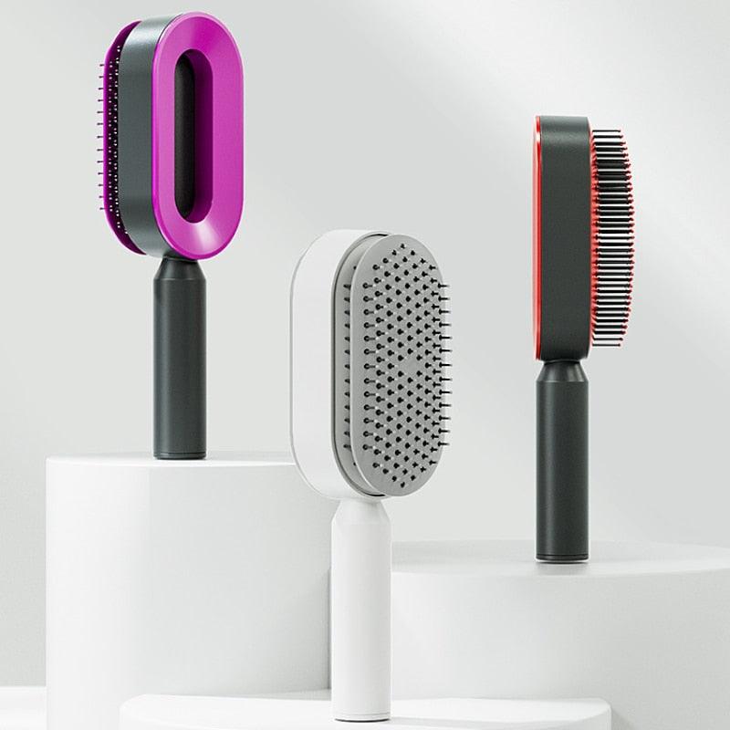 Self Cleaning Anti-Static Hair Brush - Amanda beauty