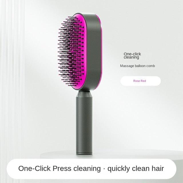 Self Cleaning Anti-Static Hair Brush - Amanda beauty