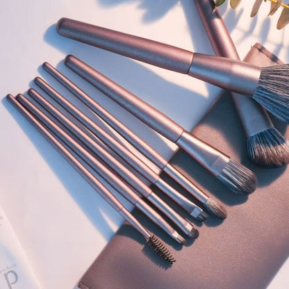 8-Piece Makeup Brush Set with Travel Bag - Complete Beauty Toolkit